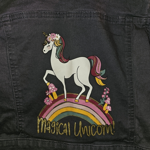 Gray Jacket with Floral Unicorn Patch - Picture 2 of 8